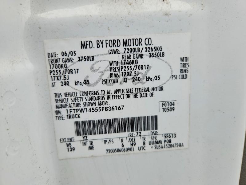 Aukcja sprzedaży 2005 Ford F150, vin: 1FTPW14555FB36167, numer aukcji: 46410206
