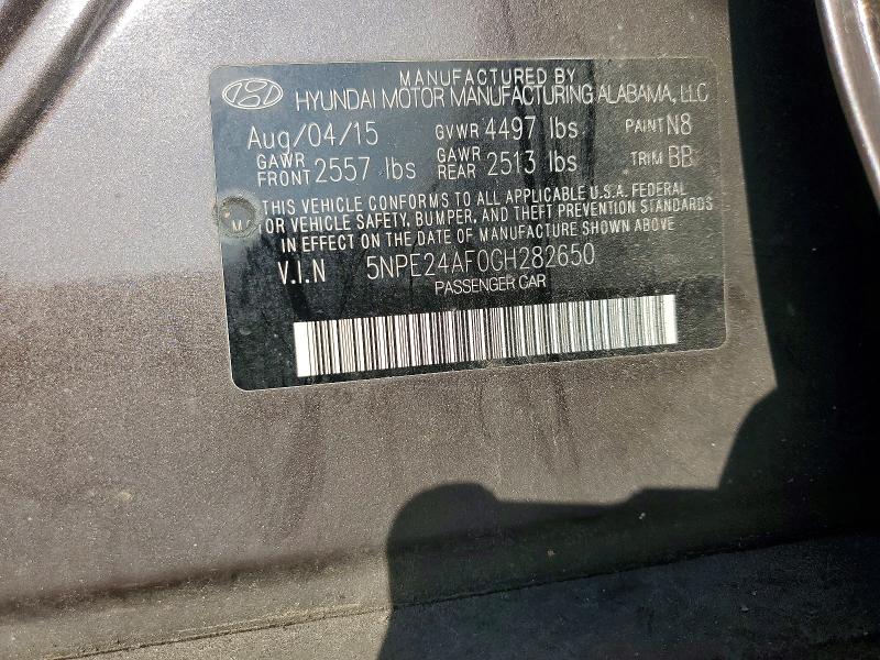 45560266 :رقم المزاد ، 5NPE24AF0GH282650 vin ، 2016 Hyundai Sonata مزاد بيع