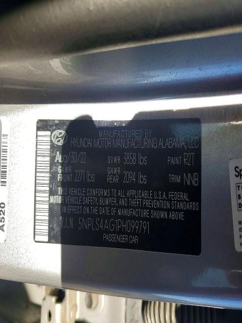 Продажа на аукционе авто 2023 Hyundai Elantra, vin: 5NPLS4AG1PH099791, номер лота: 46834066