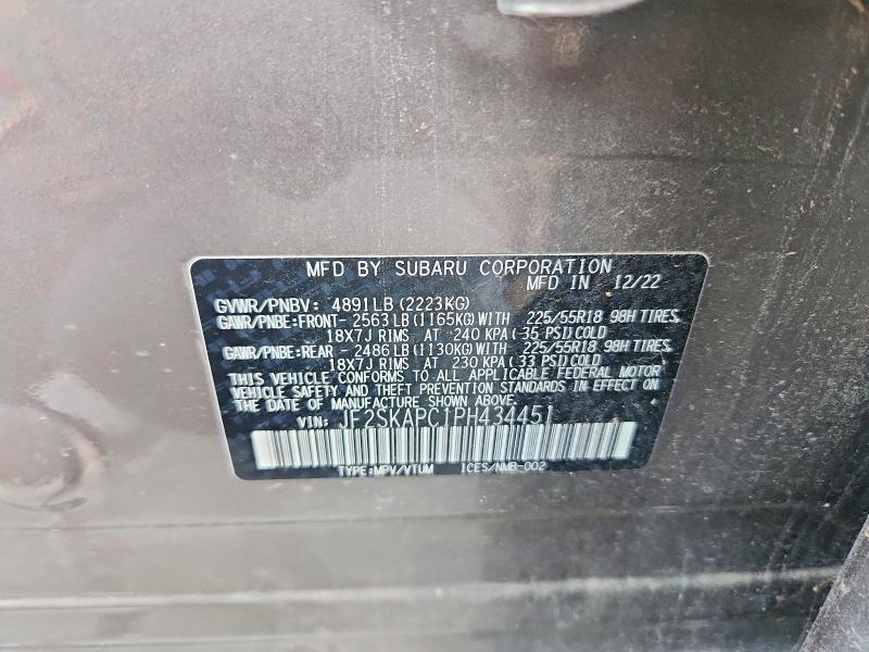 Aukcja sprzedaży 2023 Subaru Forester, vin: JF2SKAPC1PH434451, numer aukcji: 46542416