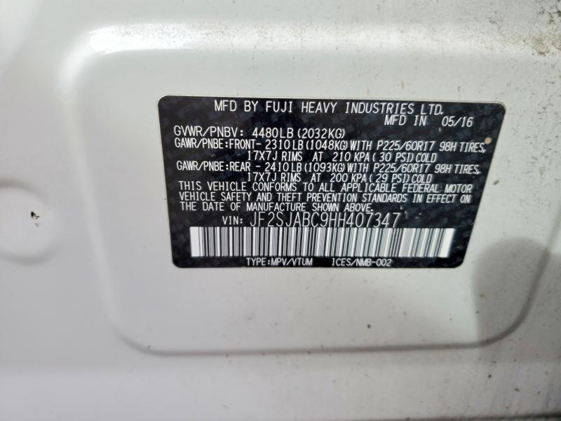 76435415 :رقم المزاد ، JF2SJABC9HH407347 vin ، 2017 Subaru Forester مزاد بيع