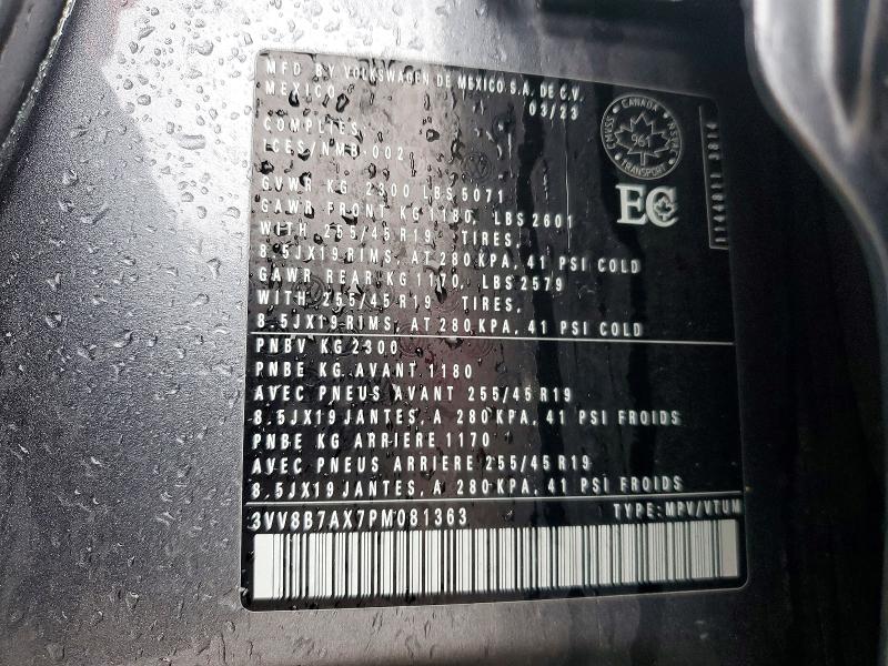 Продаж на аукціоні авто 2023 Volkswagen Tiguan, vin: 3VV8B7AX7PM081363, номер лоту: 47501126