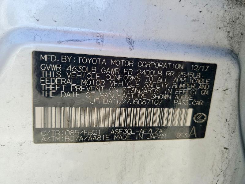 Aukcja sprzedaży 2018 Lexus Is 300, vin: JTHBA1D27J5067107, numer aukcji: 46502436