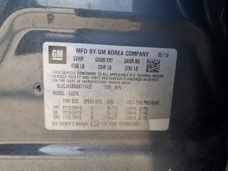 47194496 :رقم المزاد ، KL4CJASB5GB717422 vin ، 2016 Buick Encore مزاد بيع