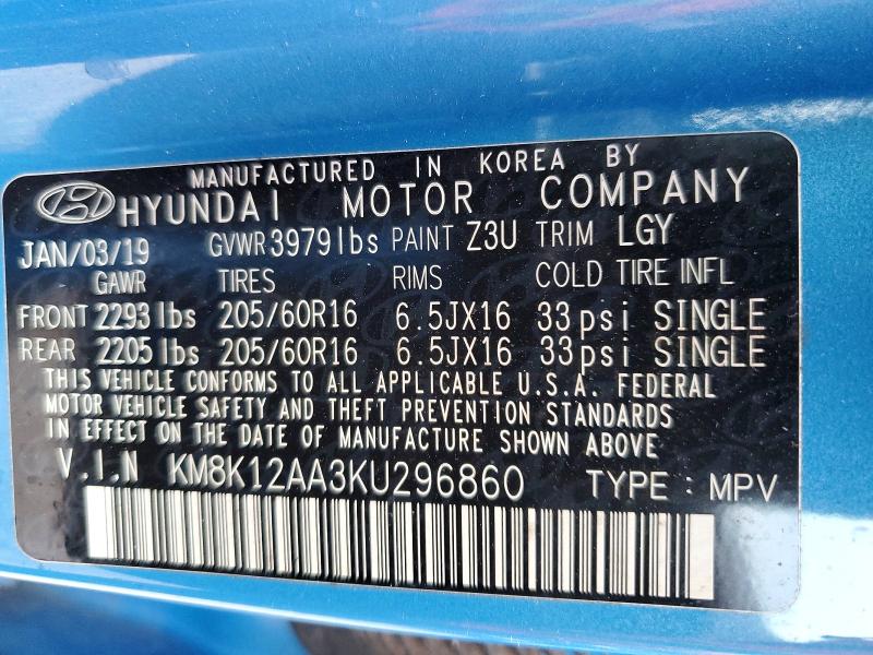 Продаж на аукціоні авто 2019 Hyundai Kona, vin: KM8K12AA3KU296860, номер лоту: 47546246
