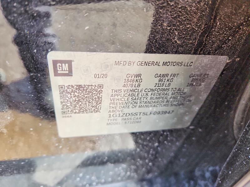Aukcja sprzedaży 2020 Chevrolet Malibu, vin: 1G1ZD5ST5LF093947, numer aukcji: 46586636