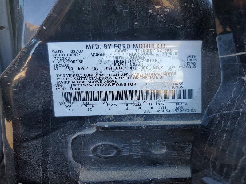 Auction sale of the 2008 Ford F350, vin: 1FTWW31R28EA69164, lot number: 47210116