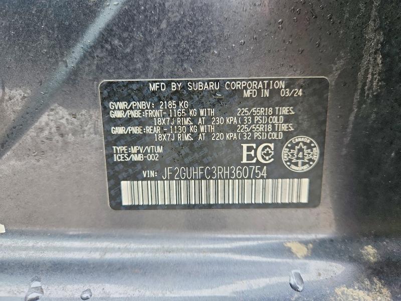 Aukcja sprzedaży 2024 Subaru Crosstrek, vin: JF2GUHFC3RH360754, numer aukcji: 46365506