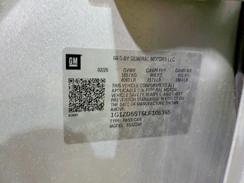 Продаж на аукціоні авто 2020 Chevrolet Malibu, vin: 1G1ZD5ST6LF106365, номер лоту: 46127806
