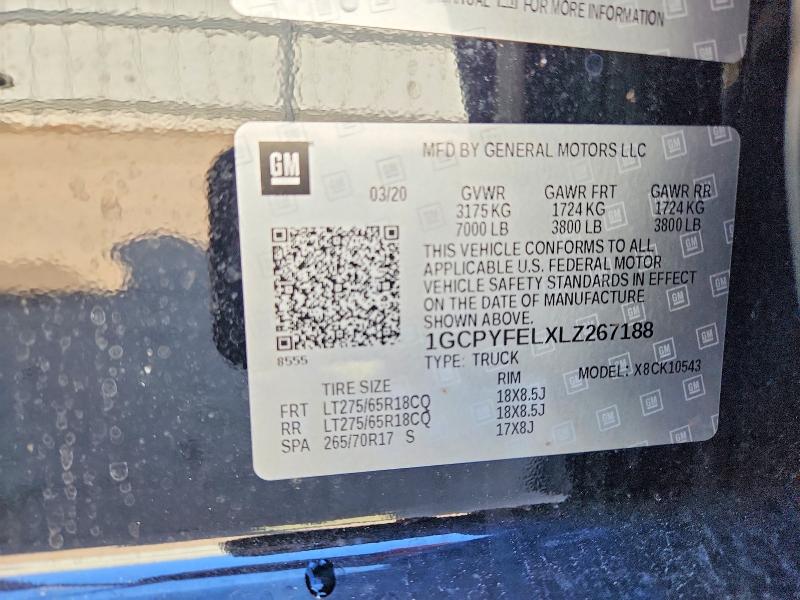 Aukcja sprzedaży 2020 Chevrolet Silverado, vin: 1GCPYFELXLZ267188, numer aukcji: 46662006