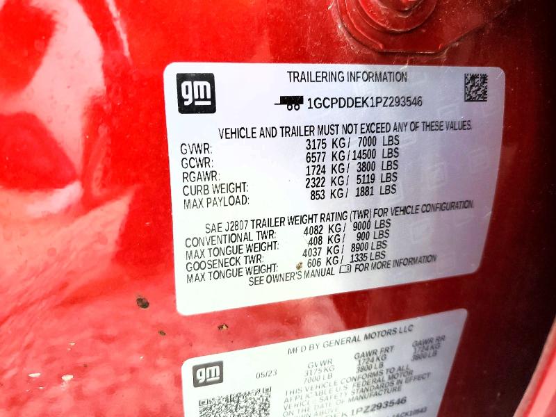 48084736 :رقم المزاد ، 1GCPDDEK1PZ293546 vin ، 2023 Chevrolet Silverado مزاد بيع