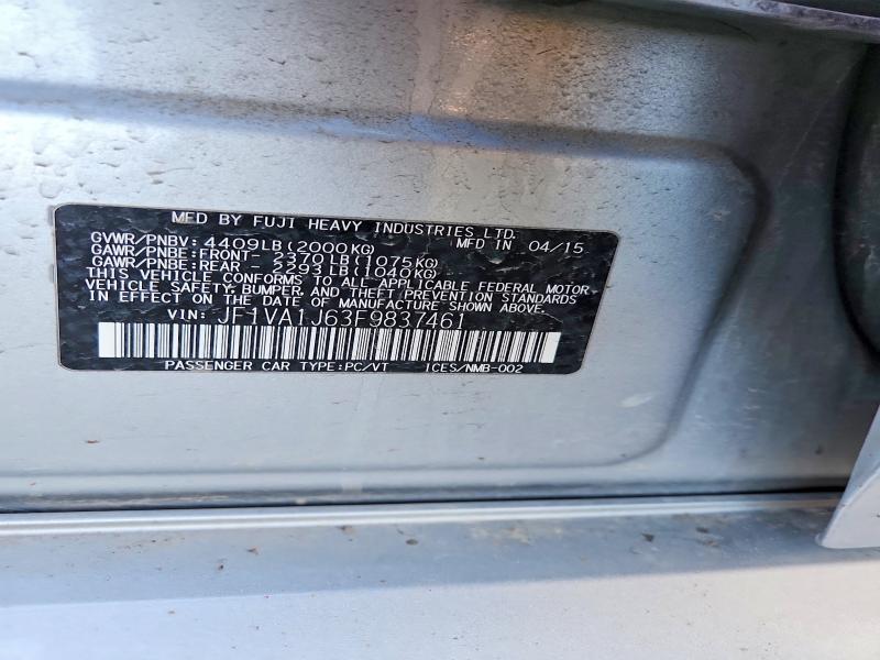 Aukcja sprzedaży 2015 Subaru Wrx, vin: JF1VA1J63F9837461, numer aukcji: 47154626