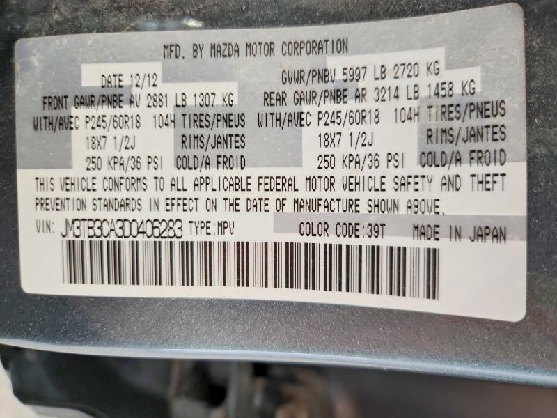 Aukcja sprzedaży 2013 Mazda Cx-9, vin: JM3TB3CA3D0406283, numer aukcji: 46756856