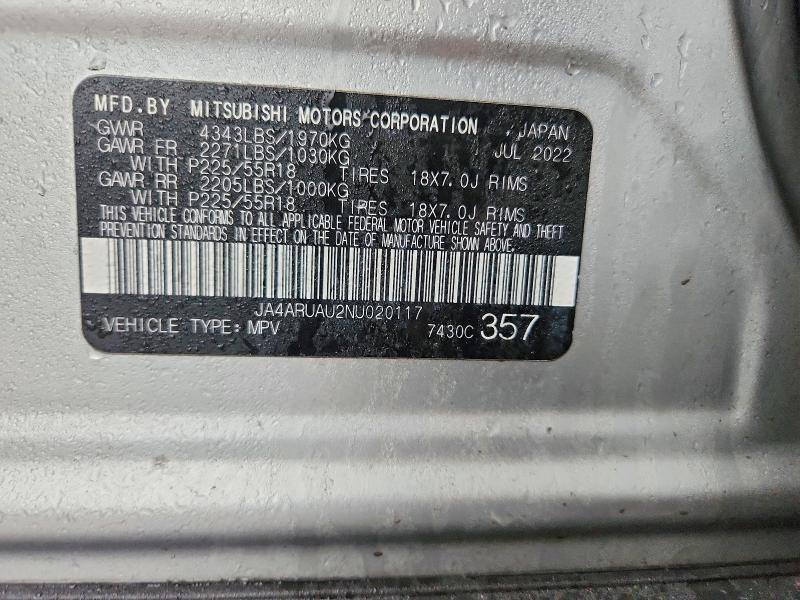 Продаж на аукціоні авто 2022 Mitsubishi Outlander Sport, vin: JA4ARUAU2NU020117, номер лоту: 46302076