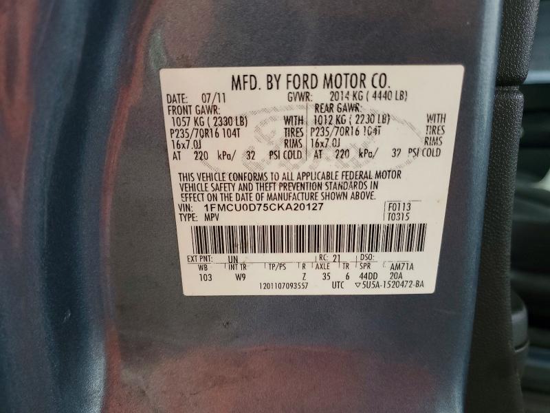 Продажа на аукционе авто 2012 Ford Escape, vin: 1FMCU0D75CKA20127, номер лота: 45948106