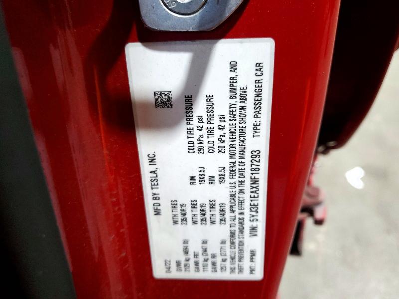 Продажа на аукционе авто 2022 Tesla Model 3, vin: 5YJ3E1EAXNF187293, номер лота: 45837126