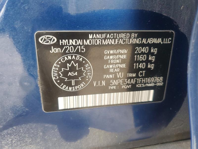 2015 Hyundai Sonata მანქანა იყიდება აუქციონზე, vin: 5NPE34AF1FH169768, აუქციონის ნომერი: 47443086