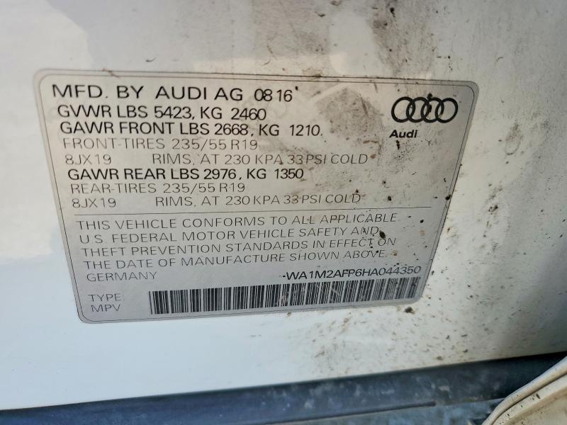 47806186 :رقم المزاد ، WA1M2AFP6HA044350 vin ، 2017 Audi Q5 مزاد بيع