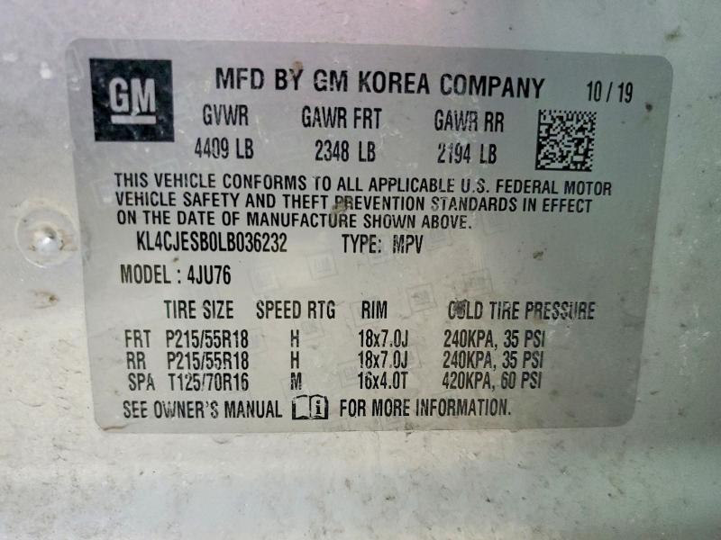 Продажа на аукционе авто 2020 Buick Encore, vin: KL4CJESB0LB036232, номер лота: 46110786