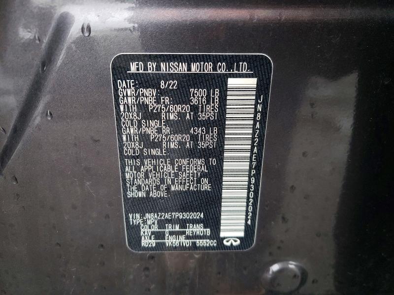 45599326 :رقم المزاد ، JN8AZ2AE7P9302024 vin ، 2023 Infiniti Qx80 مزاد بيع