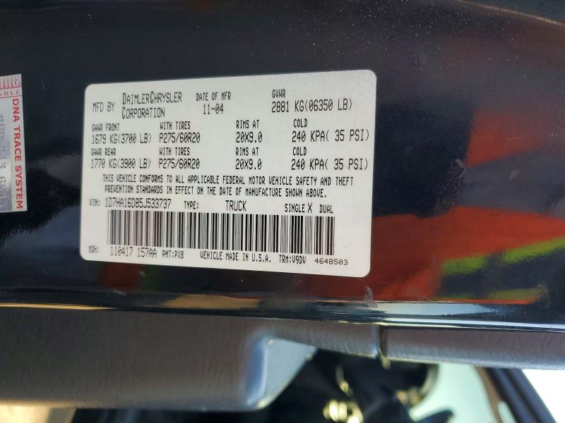 Aukcja sprzedaży 2005 Dodge Ram 1500, vin: 1D7HA16D85J533737, numer aukcji: 47482086
