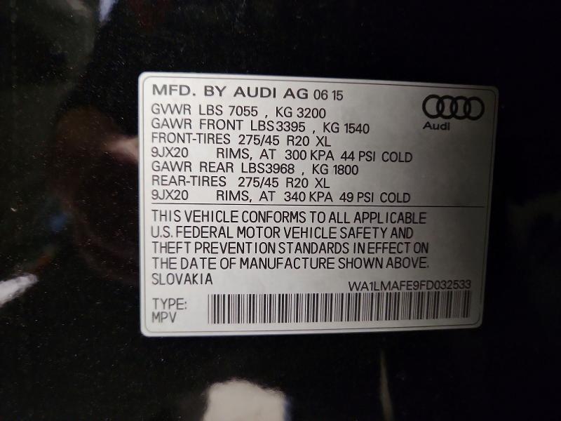 Aukcja sprzedaży 2015 Audi Q7, vin: WA1LMAFE9FD032533, numer aukcji: 46368416