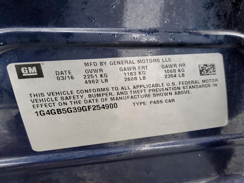 Aukcja sprzedaży 2016 Buick Lacrosse, vin: 1G4GB5G39GF254900, numer aukcji: 79900855