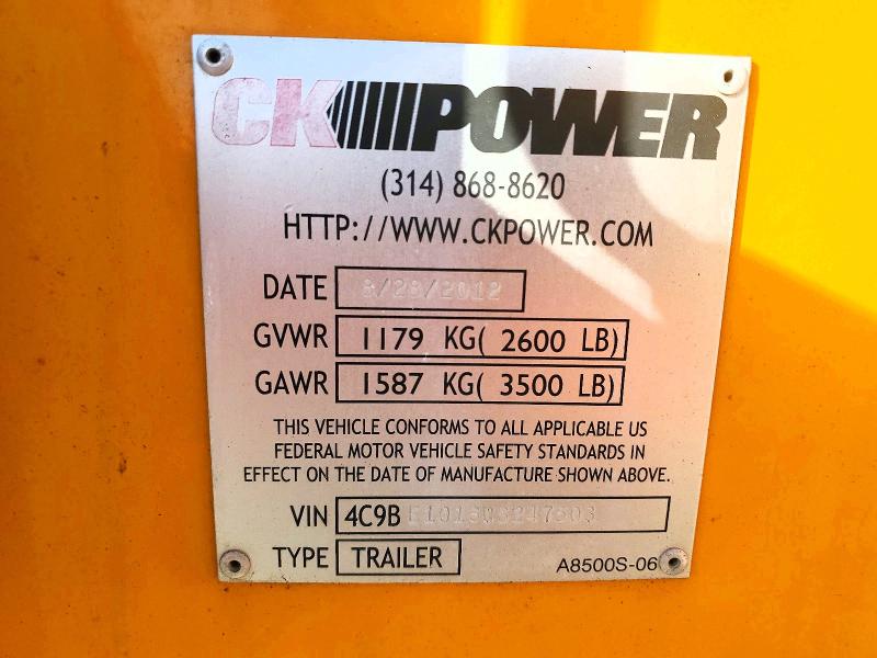 2012 Ck Power Industrial Equipment მანქანა იყიდება აუქციონზე, vin: 4C9BE1016CS247503, აუქციონის ნომერი: 79018325
