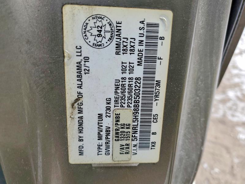 Aukcja sprzedaży 2011 Honda Odyssey, vin: 5FNRL5H98BB503228, numer aukcji: 45825526