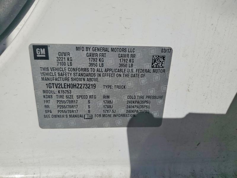 45498436 :رقم المزاد ، 1GTV2LEH0HZ273219 vin ، 2017 Gmc Sierra مزاد بيع