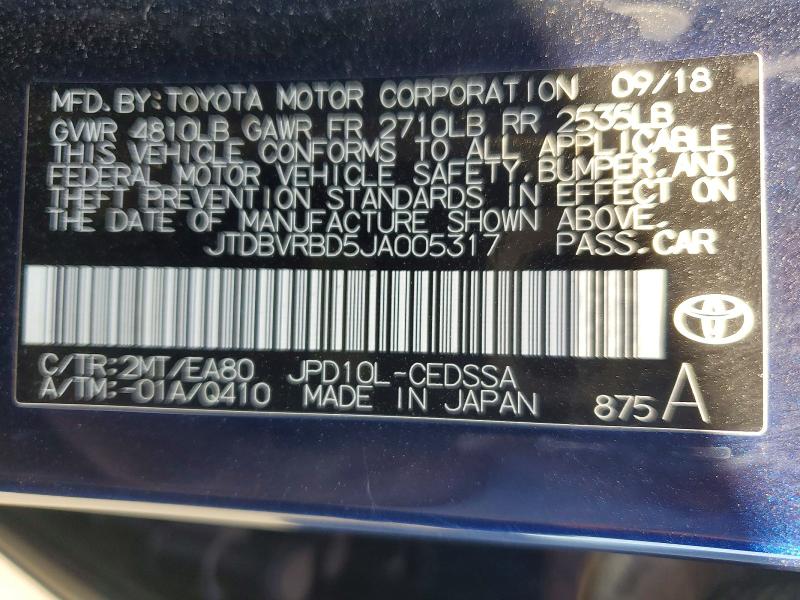 Aukcja sprzedaży 2018 Toyota Mirai, vin: JTDBVRBD5JA005317, numer aukcji: 41830146