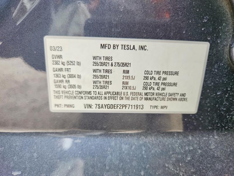 2023 Tesla Model Y მანქანა იყიდება აუქციონზე, vin: 7SAYGDEF2PF711913, აუქციონის ნომერი: 45513016