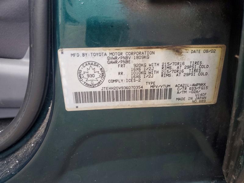 Aukcja sprzedaży 2003 Toyota Rav4, vin: JTEHH20V936070354, numer aukcji: 46669276