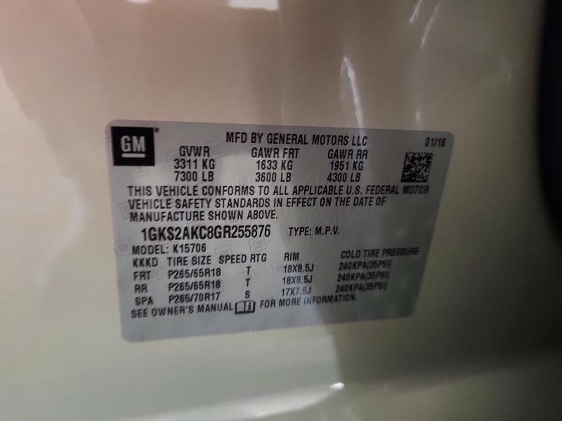 2016 Gmc Yukon მანქანა იყიდება აუქციონზე, vin: 1GKS2AKC8GR255876, აუქციონის ნომერი: 45757686