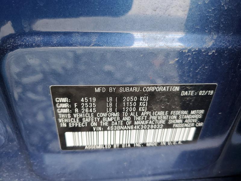 47451536 :رقم المزاد ، 4S3BNAN64K3029032 vin ، 2019 Subaru Legacy مزاد بيع
