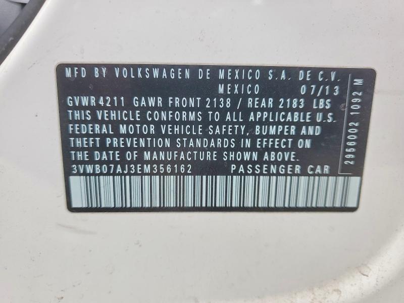Продажа на аукционе авто 2014 Volkswagen Jetta, vin: 3VWB07AJ3EM356162, номер лота: 45613526