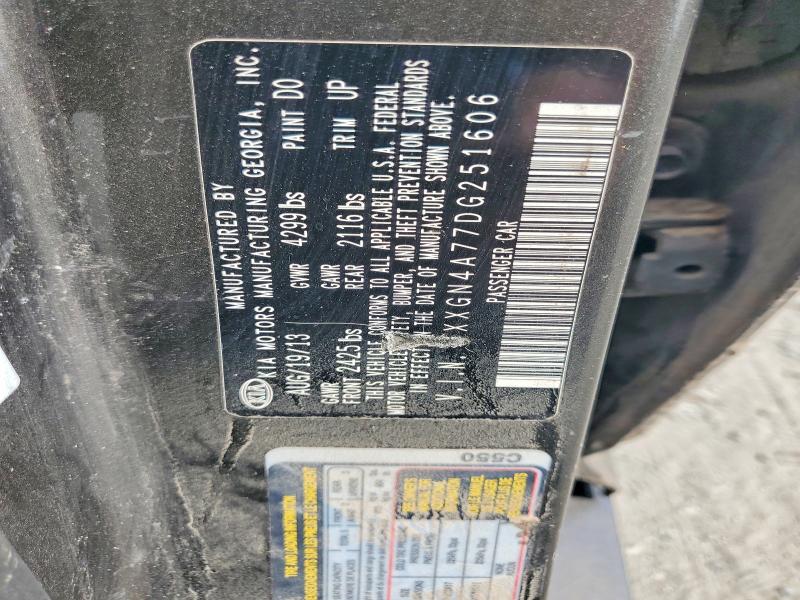 2013 Kia Optima მანქანა იყიდება აუქციონზე, vin: 5XXGN4A77DG251606, აუქციონის ნომერი: 46991816