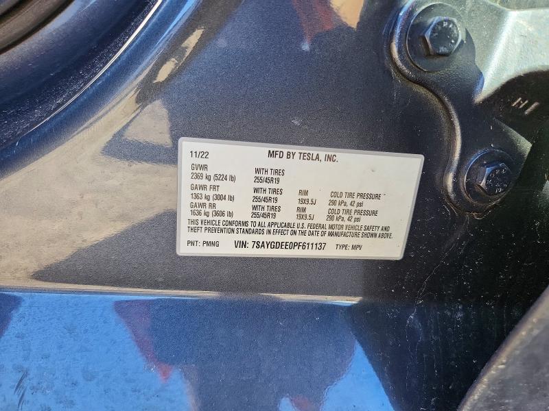 42049176 :رقم المزاد ، 7SAYGDEE0PF611137 vin ، 2023 Tesla Model Y مزاد بيع