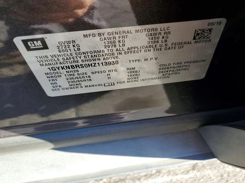 41826466 :رقم المزاد ، 1GYKNBRS0HZ113930 vin ، 2017 Cadillac Xt5 مزاد بيع