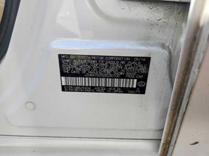 48274696 :رقم المزاد ، JTHBA1D25G5030100 vin ، 2016 Lexus Is مزاد بيع