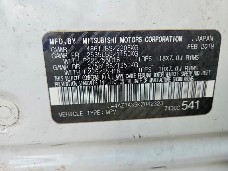 Продаж на аукціоні авто 2019 Mitsubishi Outlander, vin: JA4AZ3A35KZ042323, номер лоту: 79691575