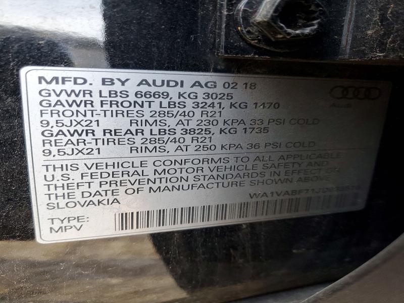 2018 Audi Q7 მანქანა იყიდება აუქციონზე, vin: WA1VABF71JD033516, აუქციონის ნომერი: 46262536