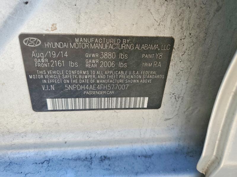 Продаж на аукціоні авто 2015 Hyundai Elantra, vin: 5NPDH4AE4FH577007, номер лоту: 46578666