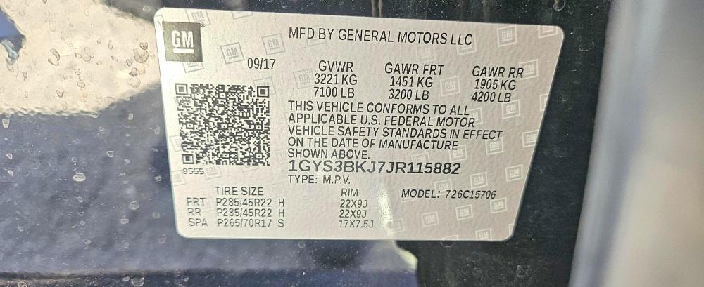 Aukcja sprzedaży 2018 Cadillac Escalade, vin: 1GYS3BKJ7JR115882, numer aukcji: 46184986