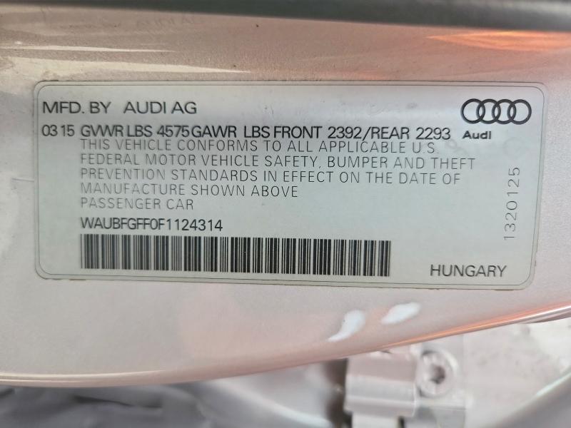 Aukcja sprzedaży 2015 Audi A3, vin: WAUBFGFF0F1124314, numer aukcji: 47624276