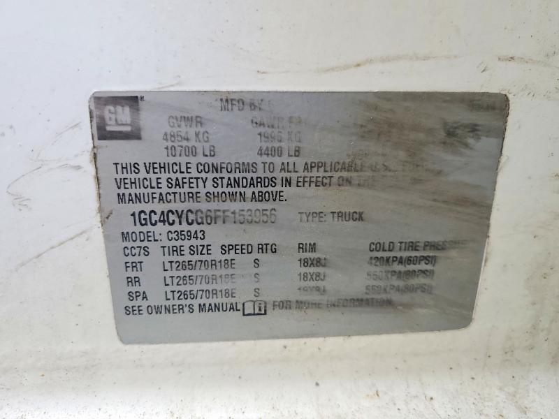 Продаж на аукціоні авто 2015 Chevrolet Silverado, vin: 1GC4CYCG6FF153956, номер лоту: 51260696