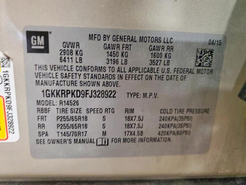 Продажа на аукционе авто 2015 Gmc Acadia, vin: 1GKKRPKD9FJ328922, номер лота: 46764286