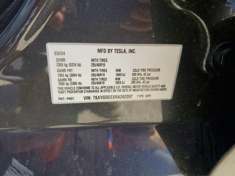 2024 Tesla Model Y მანქანა იყიდება აუქციონზე, vin: 7SAYGDEEXRA262097, აუქციონის ნომერი: 79130035