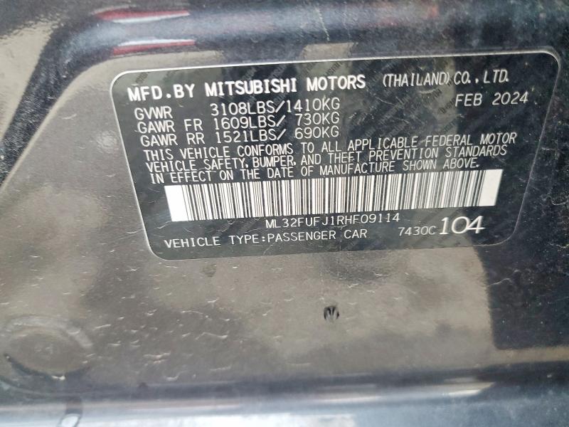 Aukcja sprzedaży 2024 Mitsubishi Mirage, vin: ML32FUFJ1RHF09114, numer aukcji: 45469926