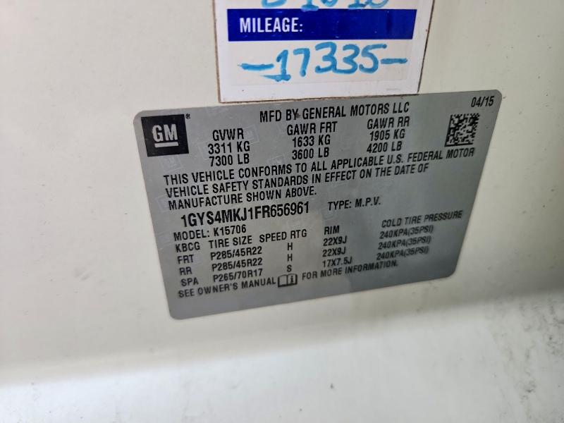 2015 Cadillac Escalade მანქანა იყიდება აუქციონზე, vin: 1GYS4MKJ1FR656961, აუქციონის ნომერი: 46643006